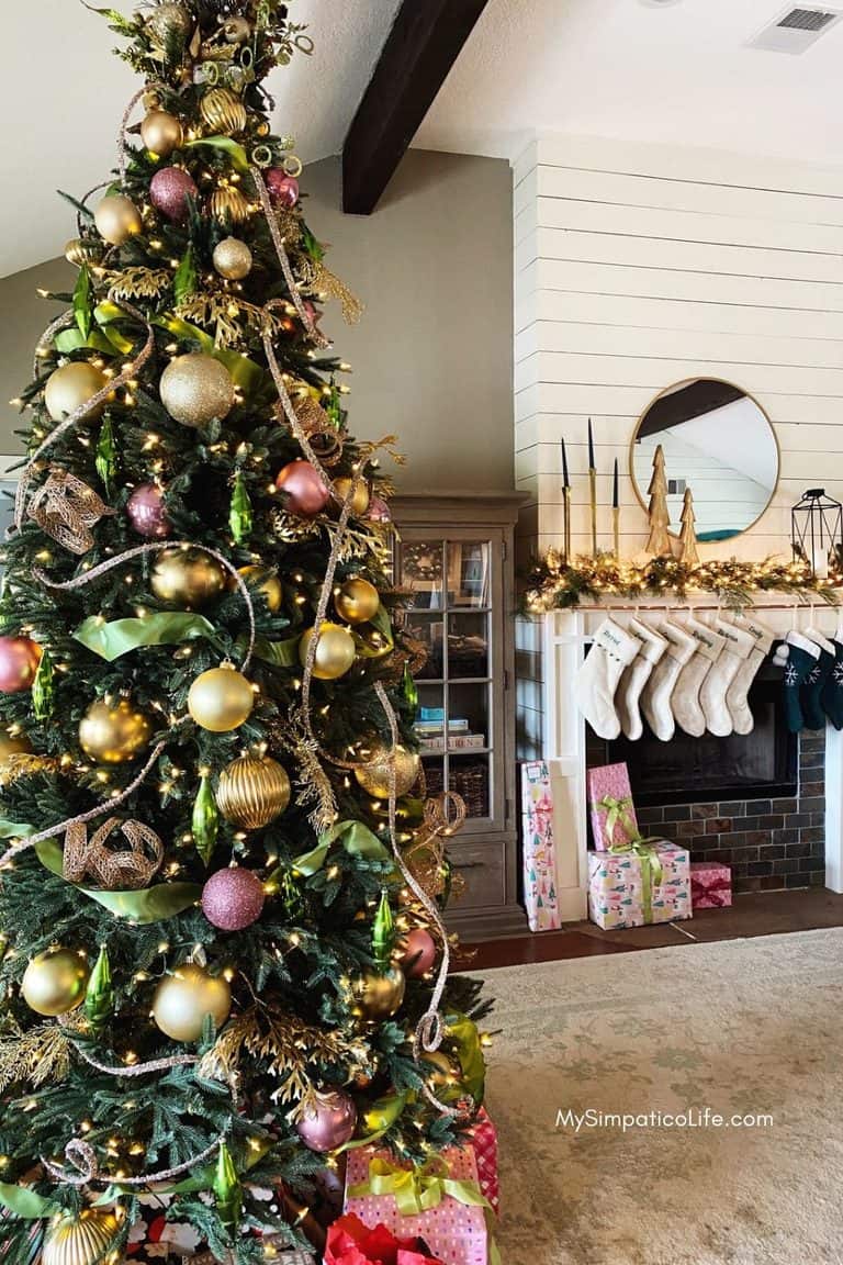 Farmhouse Christmas tree at Rainbow Ranch in the Texas Hill Country