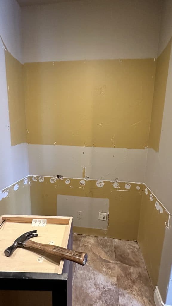 The area where the coffee bar will be after the existing cabinets were removed.