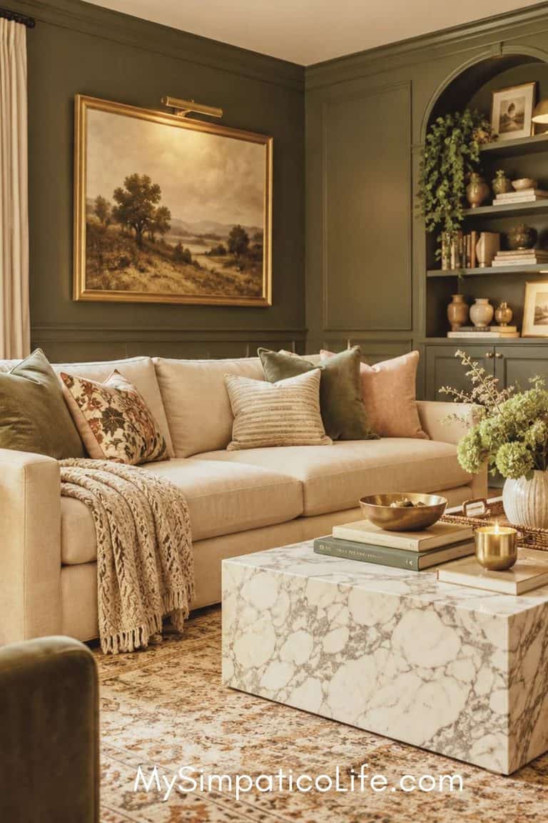 A Deep Green Living Room